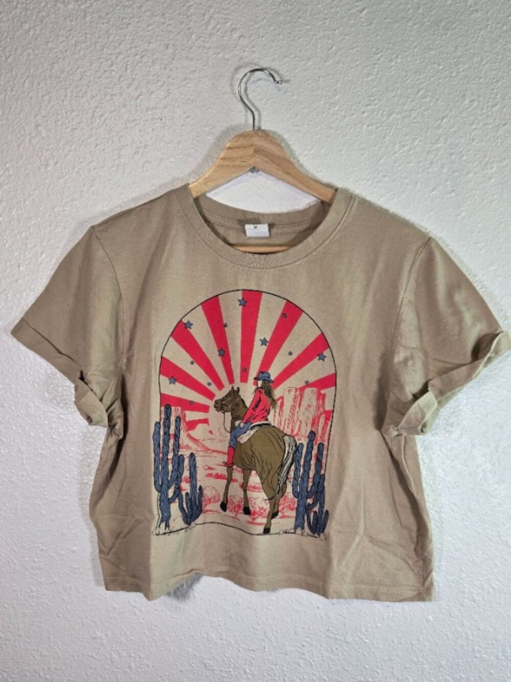 Electric Pink -Patriotic Cowgirl Crop Top